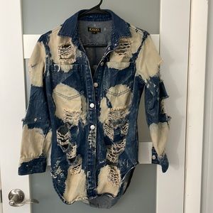 Kroix  Blue Long Sleeve Button-Down Shirt size S